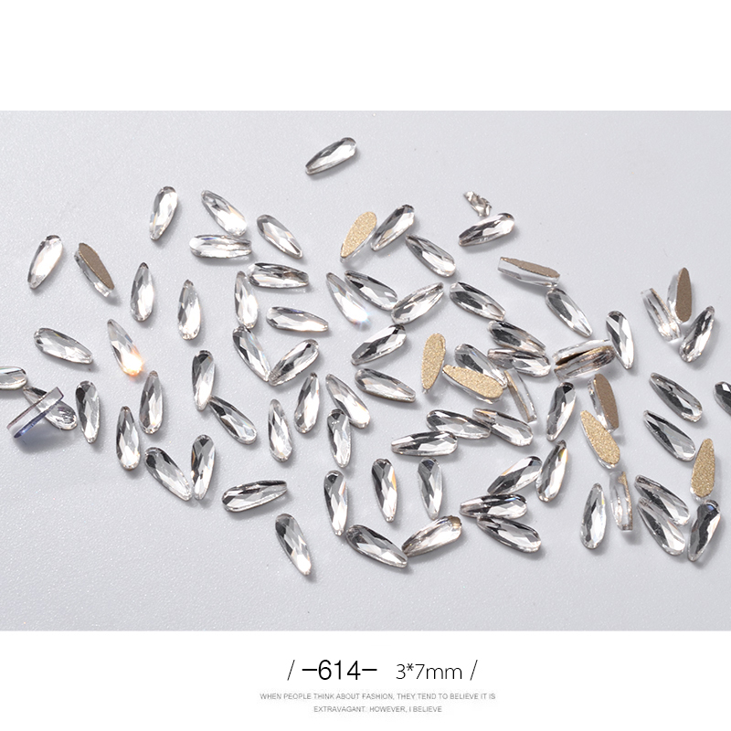 10Pcs 3D Nail Art Rhinestones Long Water Drop Shaped Glitter Nail Art De