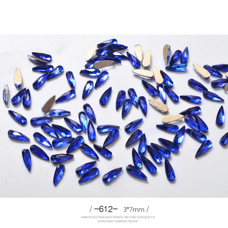10Pcs 3D Nail Art Rhinestones Long Water Drop Shaped Glitter Nail Art De