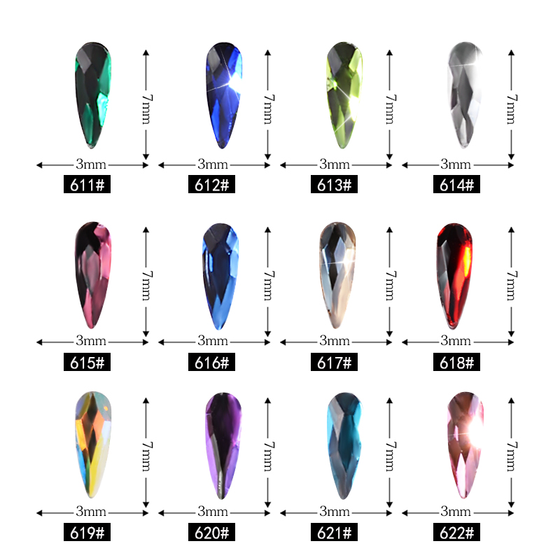 10Pcs 3D Nail Art Rhinestones Long Water Drop Shaped Glitter Nail Art De