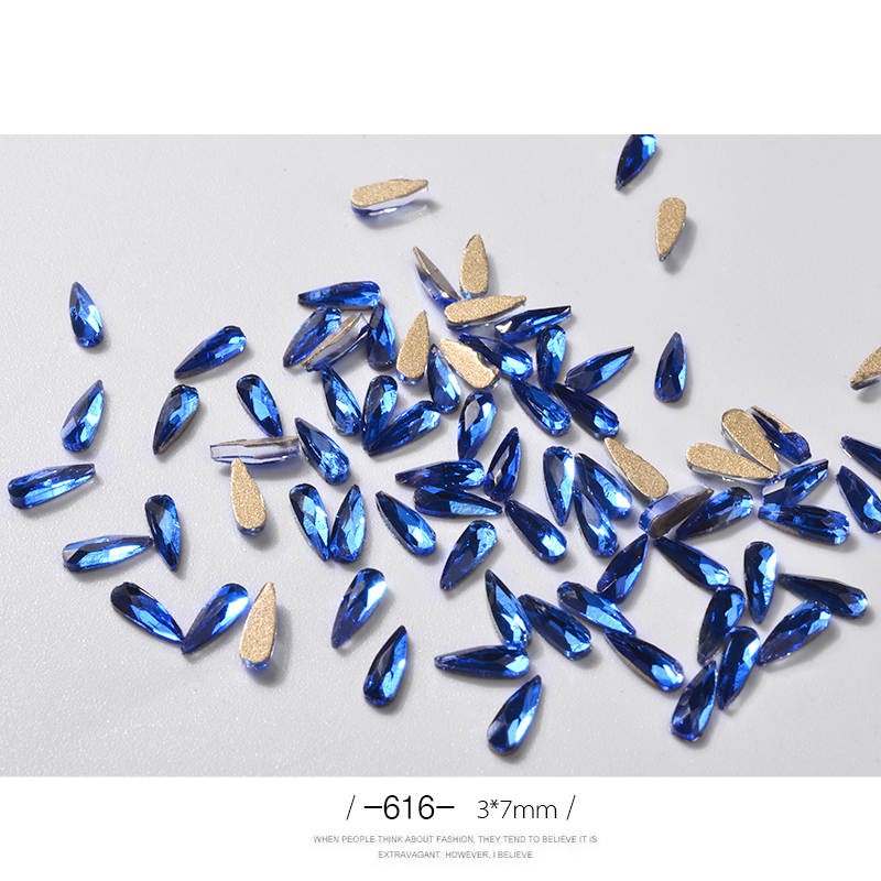 10Pcs 3D Nail Art Rhinestones Long Water Drop Shaped Glitter Nail Art De