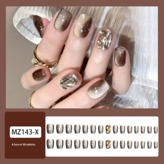 Y2K Make Yourself Glamorous 30 Pieces Of Cropped Square Fake Nails Coffe