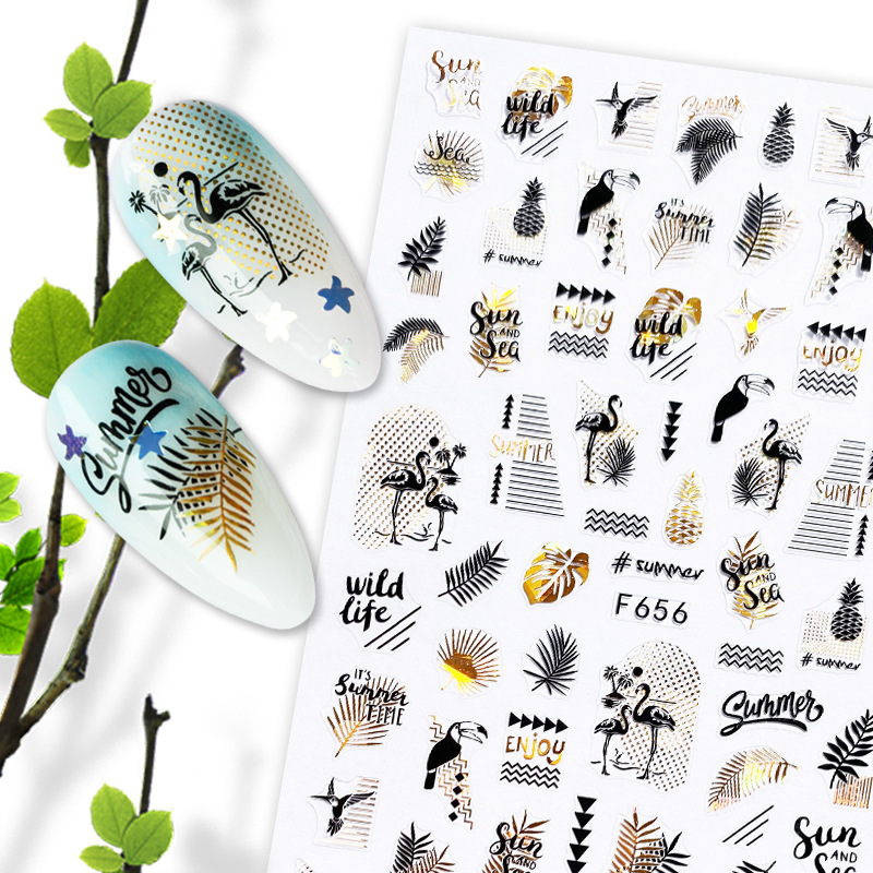 Summer Fruit Black and White Hot Gold and Silver Nail Stickers Nail Deca