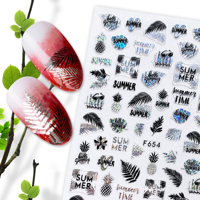 Summer Fruit Black and White Hot Gold and Silver Nail Stickers Nail Deca