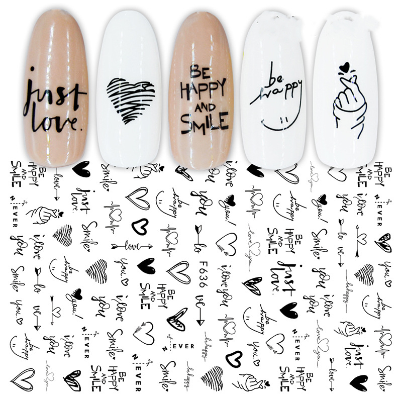 Summer Fruit Black and White Hot Gold and Silver Nail Stickers Nail Deca