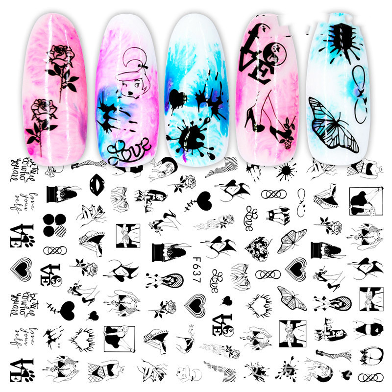 Cross-Border Nail Stickers New Japanese European And American 3D Hot Sta